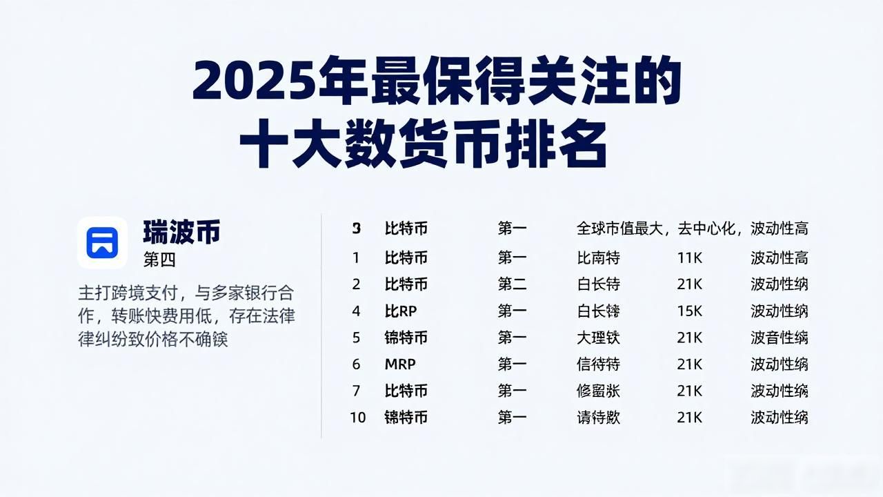 2025年最值得关注的十大数字货币排名