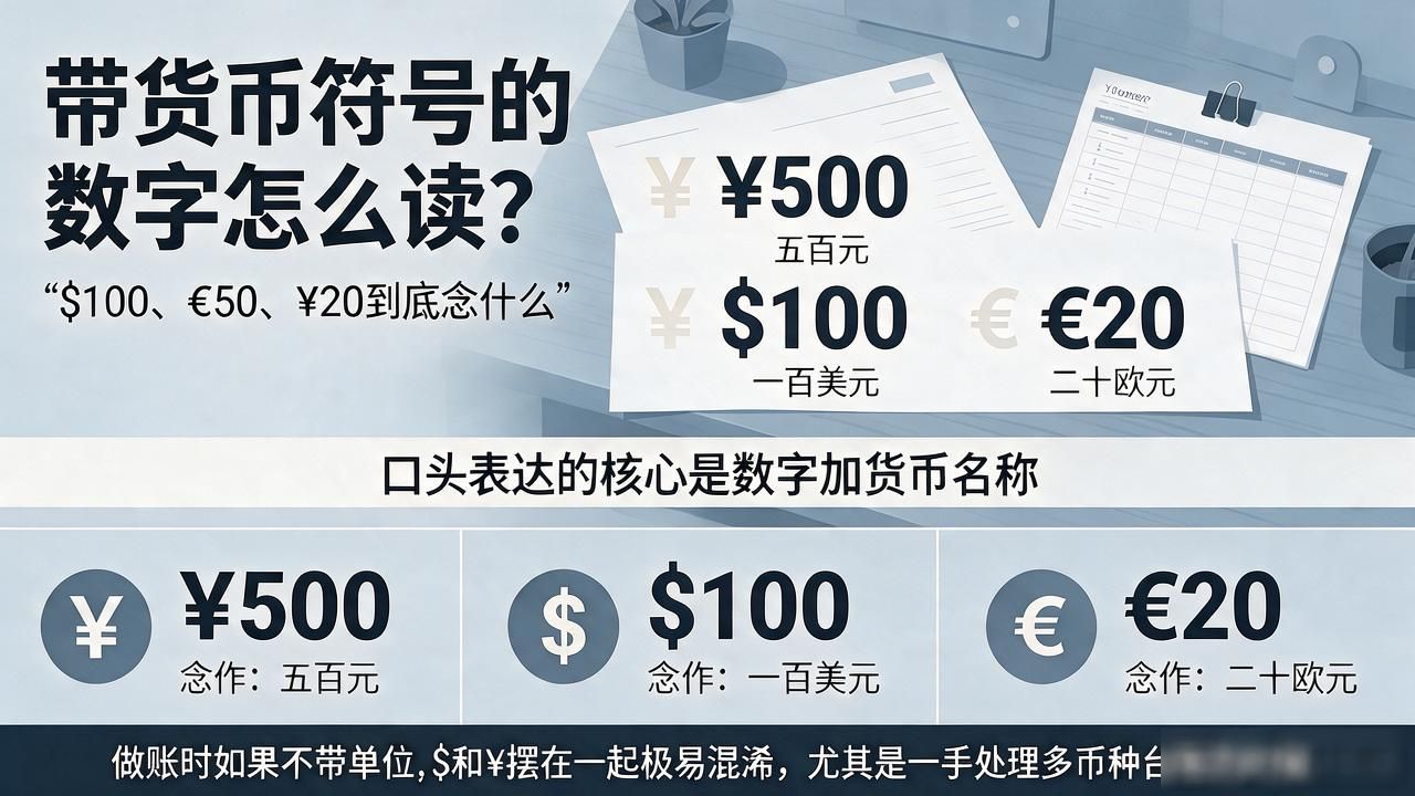带货币符号的数字怎么读？$100、€50、¥20到底念什么