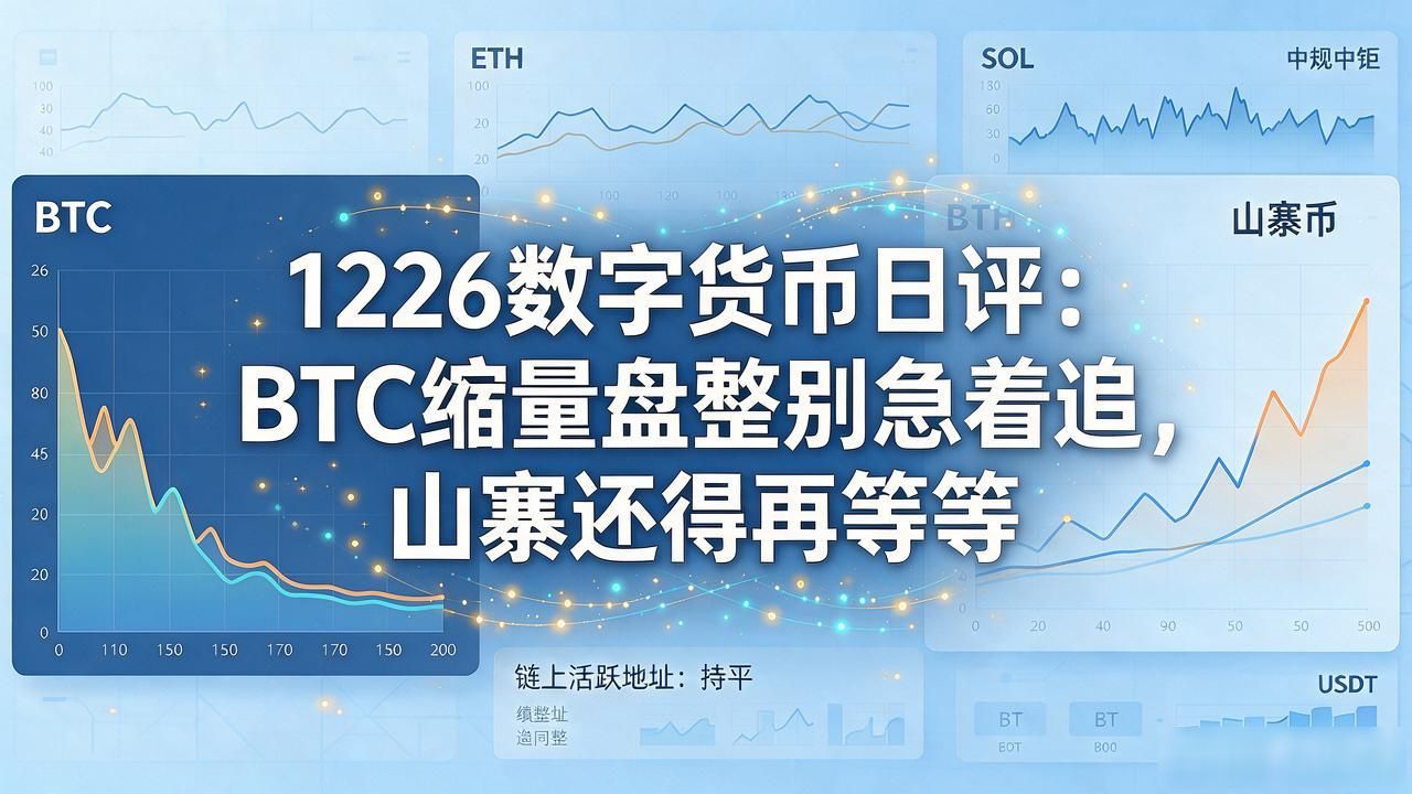 1226数字货币日评:BTC缩量盘整别急着追,山寨还得再等等
