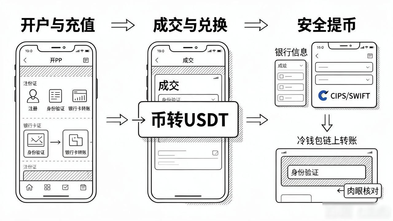 买卖数字货币全流程图：从开户充钱到提币，每一步实操怎么走