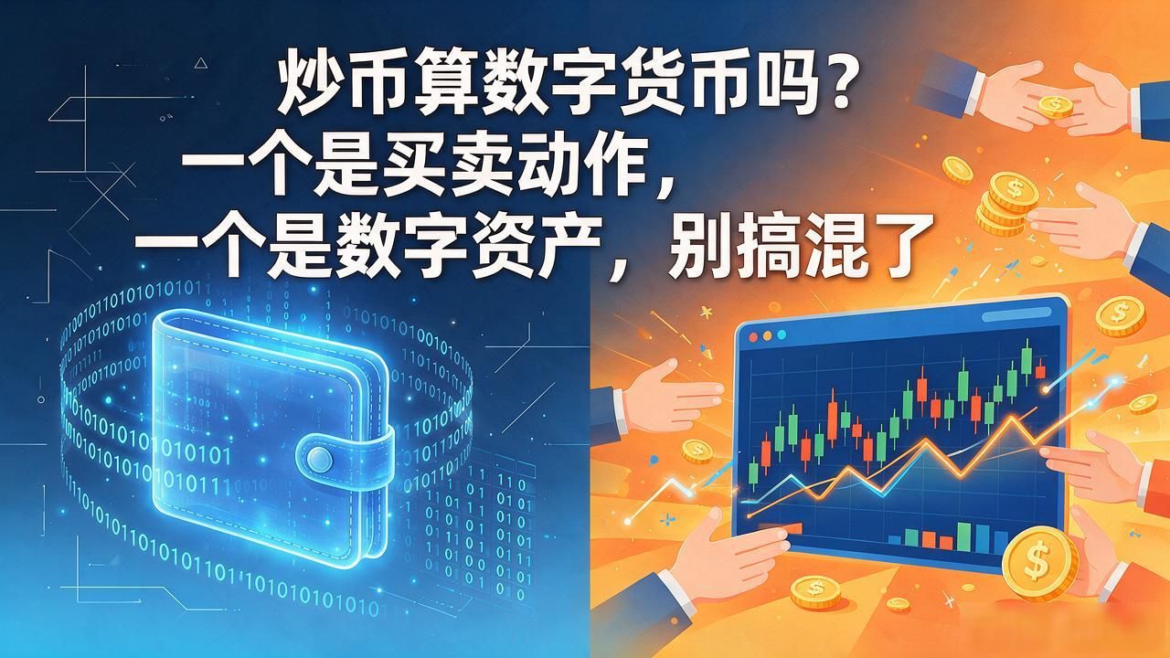 炒币算数字货币吗？一个是买卖动作，一个是数字资产，别搞混了