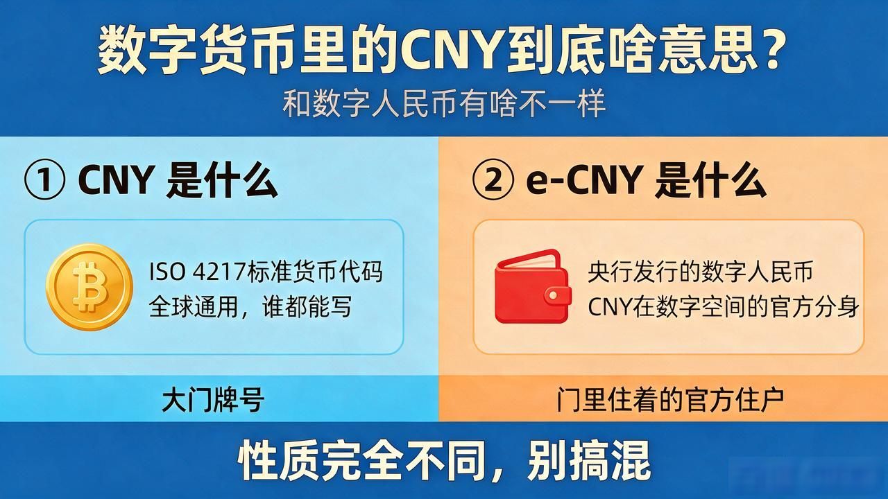 数字货币里的CNY到底啥意思？和数字人民币有啥不一样